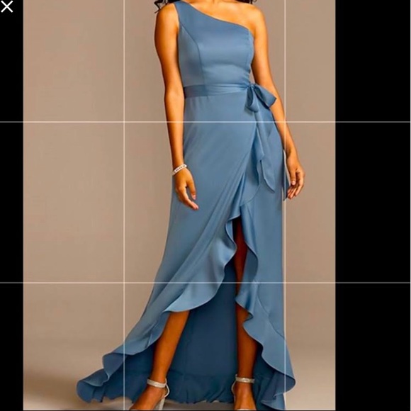 David’s Bridal Steel Blue Bridesmaid Dress - Picture 3 of 4